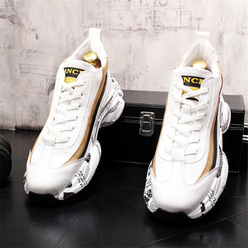 New Fashion Thick Sole Platform Sneakers Men Vulcanize Shoes Man Mixed Color Chunky Shoes Men Trainers Soft Shoes BM1198