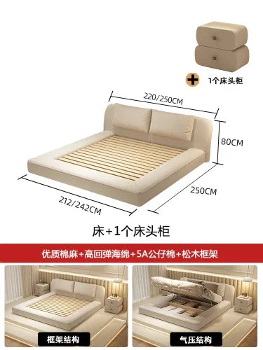 Queen Size Marriage Bed Modern Minimalist Multifunctional Bedroom Bed Storage Space Camas De Casal De Luxo Home...