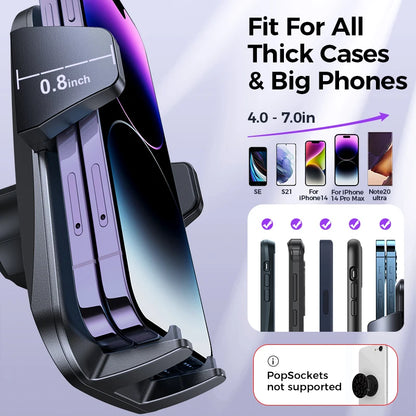 Joyroom Upgraded Car Phone Holder Military-Grade Protection Big Phone And Thick Cases Friendly Hands Free Air Vent Car...