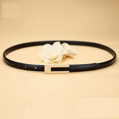Korean Fashionable PU Leather Thin Waist Strap Belt for Women Metal Accessories Basic Casual Porous Adjustable Fashion Belts