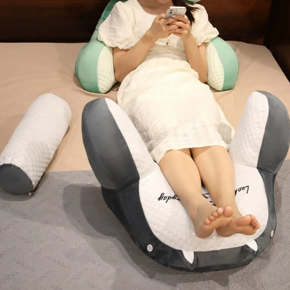 1pc Adjustable Reading Pillow - Ergonomic Back Support Cushion for Bed/Sofa/Floor, Gray Quilted Breathable Design |...