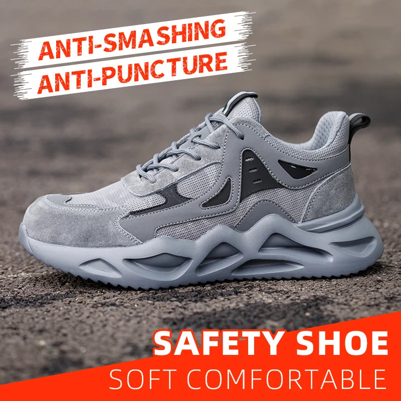 Men's Steel Toe Safety Shoes Anti-Smash Anti-Puncture Lightweight Breathable Industrial Work Shoes Lightweight Breathable Men's Safety Shoes Steel Toe Anti-Slip Sport-Style Industrial Work Shoes