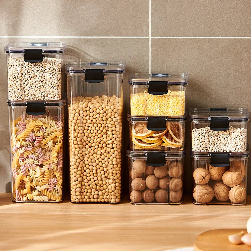 Sealed Jars Kitchen Grain Storage Organizer Large Tank Plastic Moisture-proof Storage Box Household Seasoning Jars Set - Kimlud