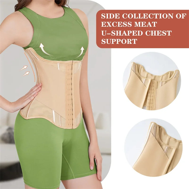 MiiOW U-shaped Waist Trainer Corset Women Buttoned Shapers Breast Lifted Waist Trainer Steel Bone Slimming Women's Shapewear - Kimlud