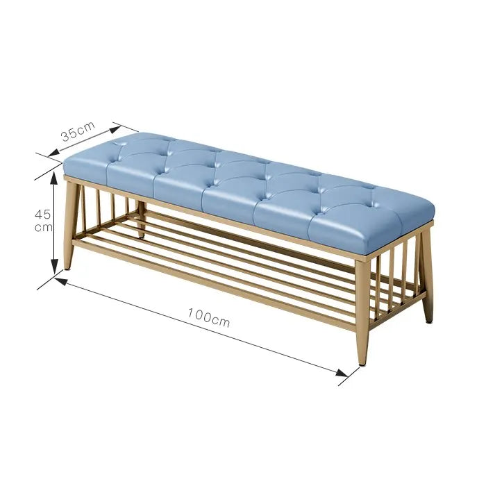 Modern Entryway Metal Shoe Cabinet Luxury Living Room Sofa Stool with Cushion Scandinavian Changing Stool Home Hall Furniture - Kimlud