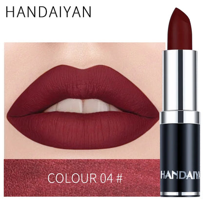 Handaiyan Sexy Nude Red Brown Purple Lipgloss Matte Lip Gloss Velvety Lipstick Matte Waterproof Makeup Long Lasting...