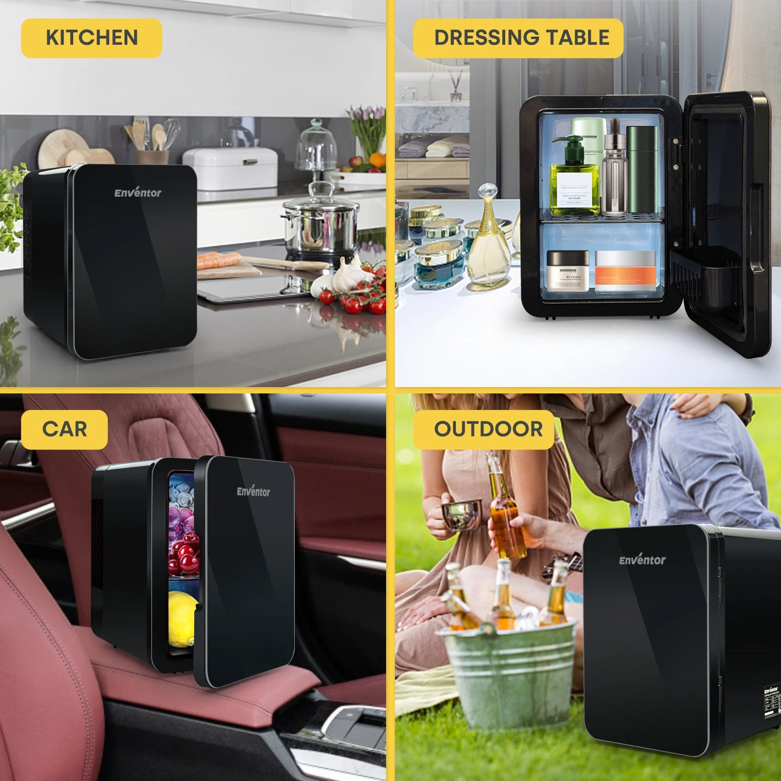 Enventor 4L Mini Refridgerator Portable Car Skincare Fridge Multi-functional Thermoelectric Cooler and Warmer For Summer Camping - Kimlud