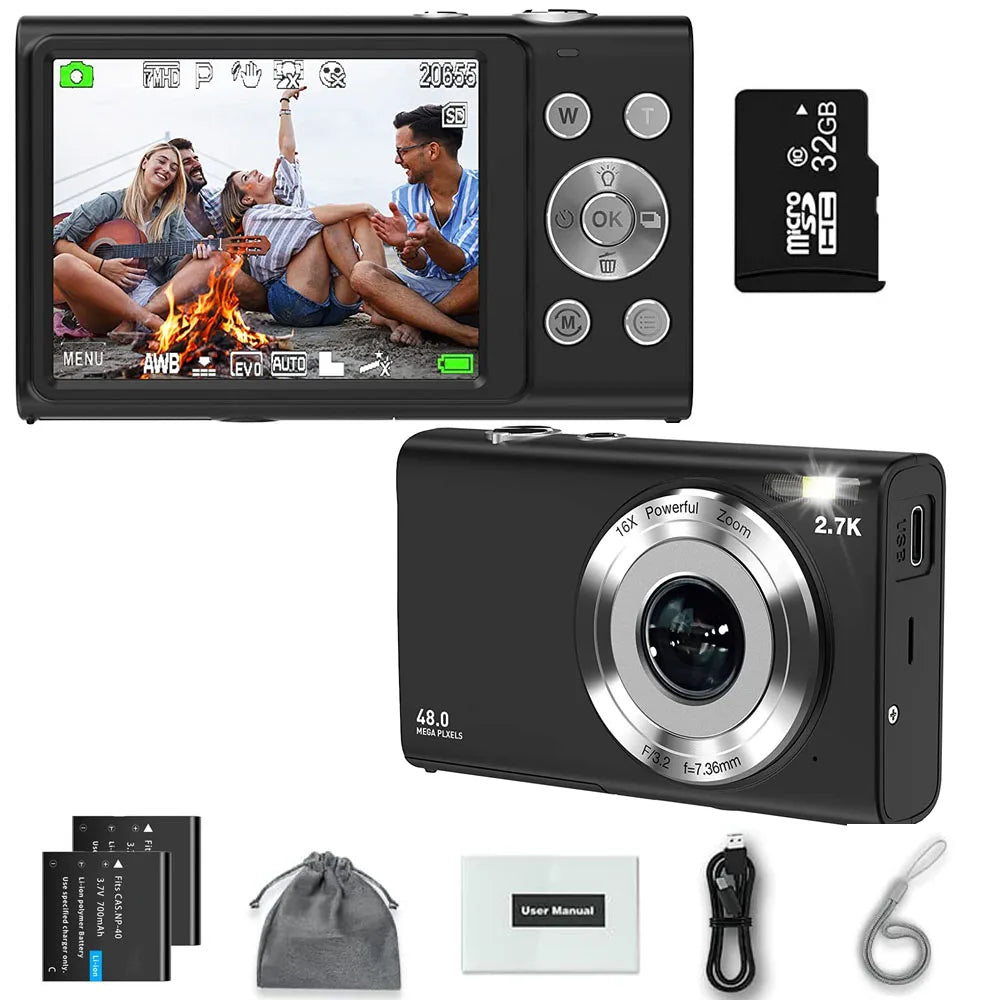 4K Digital Camera Autofocus Vlogging Camera HD 48MP with 2.8" Large Screen Camcorder Camera for Photography for Kid Adult - Kimlud