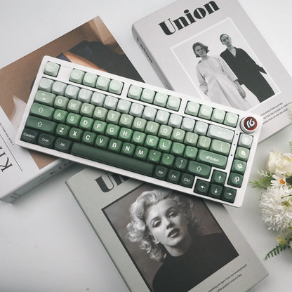 XVX Gradient Green MOA PBT Keycaps Custom Keyboard Keycaps 75 Percent Dye Sublimation Keycaps for Cherry MX Switches 132 Keys