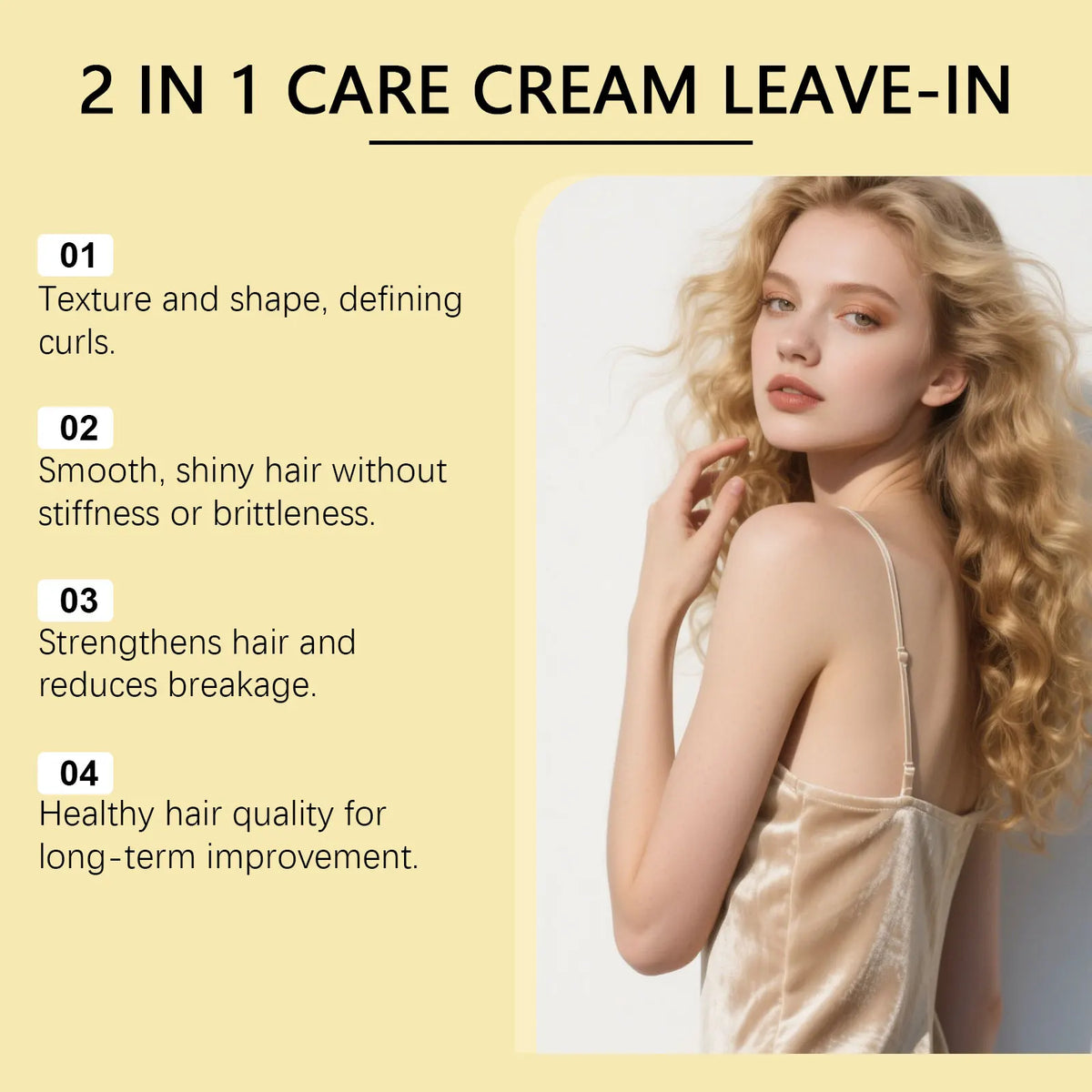Leave-In Conditioner Cream with Plant Keratin & Argan Oil - Repairing & Frizz Control for Dry Damaged Curly Hair Shine...