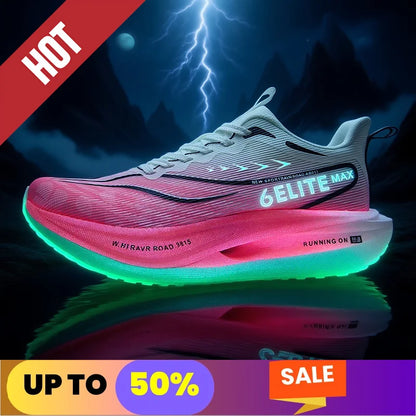 Fluorescence Running Shoes CarbonBoard Marathon Men Sports Breathable Women's Comfortable Athletic Sneakers Soft Wear Resistant