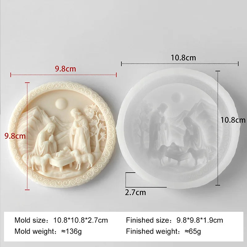 DIY Jesus Family Aroma Candle Silicone Mold Handmade Soap Plaster Epoxy Ornament Mold Chocolate Biscuit Baking Mould