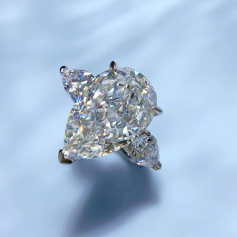 Pear Cut 11*17mm Moissanite Diamond Ring 100% Real 925 sterling silver Party Wedding band Rings for Women Men Engagement Jewelry