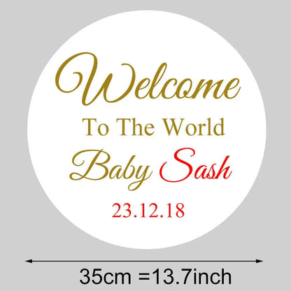 Round Custom Welcome Sign Board 35x35cm Personalized Welcome Baby Shower Sign for Birthday Decoration Baby Shower Party Decor