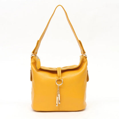 Zency Elegant Women Red Leather Handbag 100% Genuine Leather Lady Hobo Bag Charming Ring Medium Shoulder Bag Bright...