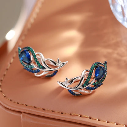 Kinel Hot Blue Natural Zircon Drop Earrings For Women 585 Rose Gold and Black Plating Vintage Crystal Leaf Daily Fine...