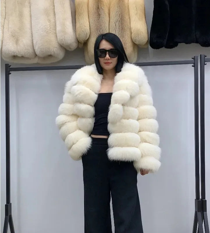 Winter High-End Young Women's Fox Fur Coat Colorful Sable Genuine Finland Imported Jacket 2025 Style for Fashionable Ladies