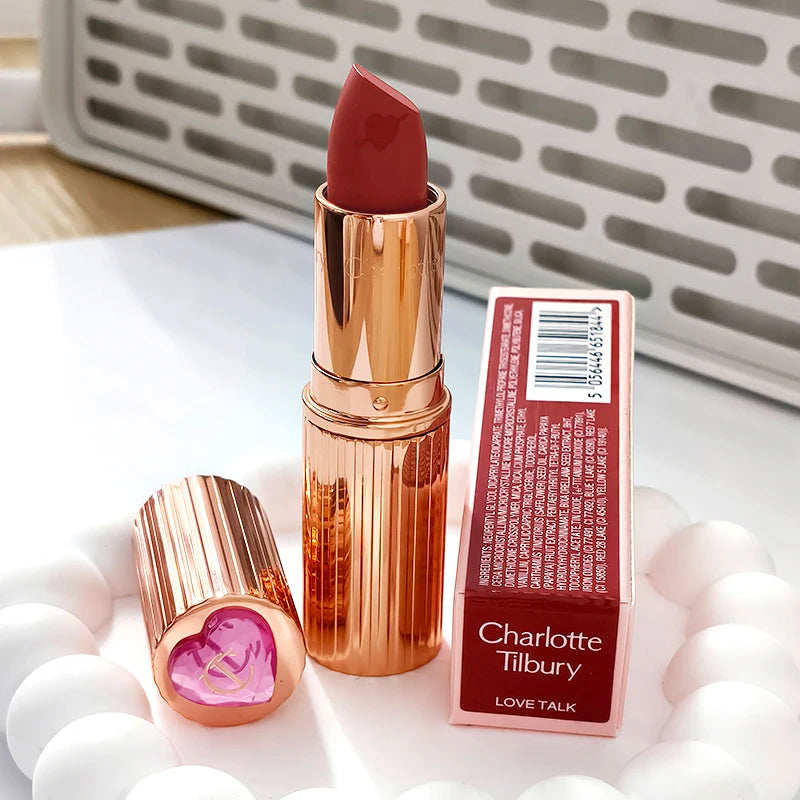 Charlotte 4 Colors Pink Diamond Heart-Shaped Lipstick Luminous Lip Glow and Two Color Heart Shape Powder Blusher Tilbury Makeup