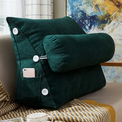 Reading Backrest Triangular Lumbar Support Cushion With Headrest Plush Back Pillow For Pain Relief Sofa Bed Chair Waist Cushion