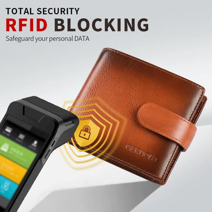 Compact genuine leather wallet, top-grain cowhide wallet with multiple card slots, RFID protection | Kimlud Premium Shirt