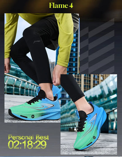 Men Sports Running Shoes Carbon Plate Marathon Breathable Lightweight Women's Comfortable Athletic Nonskid Walking Sneaker