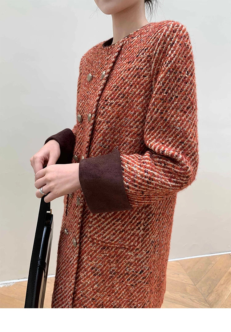 Skirt Women's Autumn and Winter French Retro Style Socialite Wool Tweed Dress dresses | Kimlud Office Premium Dress
