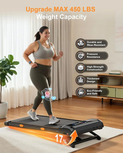 3.5HP Walking Pad Treadmill with 17% Auto Incline 12-Level,450 lbs RGB UI Screen,3 in 1 Under Desk Treadmill with Auto Incline - Kimlud