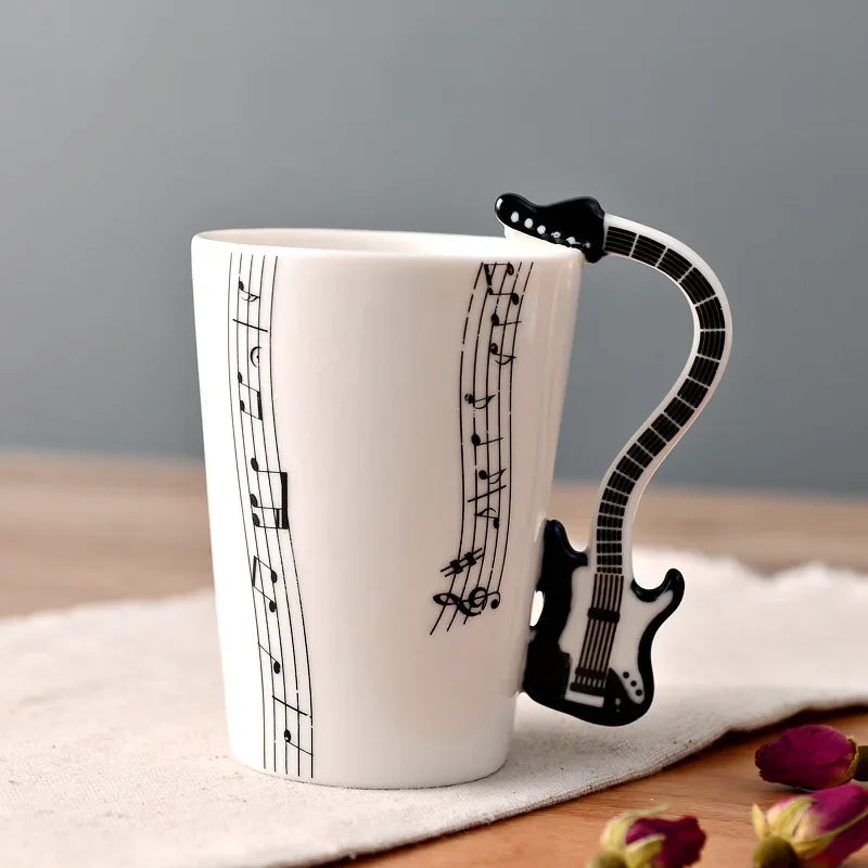 Novelty Music Note Cup Ceramic Guitar Coffee Mugs Personality Tea/Milk/Juice/Lemon Water Bottle Christmas Birthday Gift...
