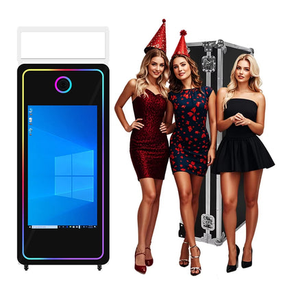 Photo Booth 70inch Magic Mirror Photo Booth with 43inch Touch Screen Magic Photo Booth Flight Case For Wedding Party...
