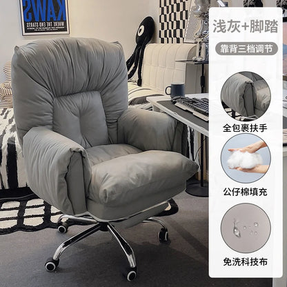 Relaxing Save Space Office Chair Minimalism Wheels Rolling Footrest Lightweight Office Chair Backrest Mobilya Library Furniture - Kimlud