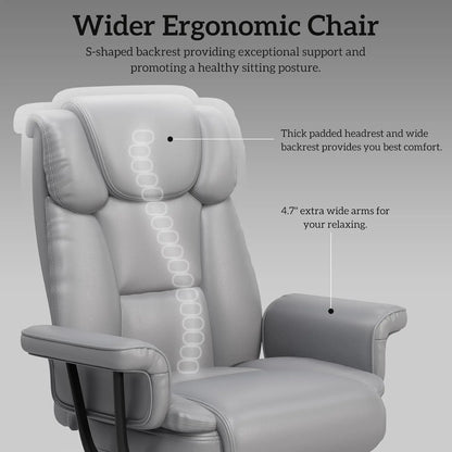Criss Cross Chair with Wheels, 160°Big and Tall Reclining Office Desk Chair with High Back, Wide Seat, Arms, Footrest,...