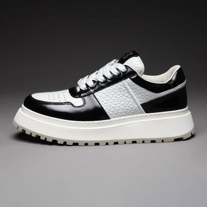 New Fashion Man Crafted Casual Shoes Calf Leather Platform Height Increasing Sports Shoes Men Tennis Sneakers Daily Loafer Shoes