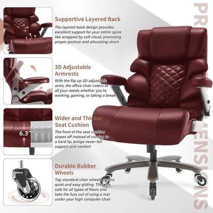 Big & Tall Office Chair, 700lbs Heavy Duty, Adjustable Lumbar, 3D Arms, High Back Executive Chair