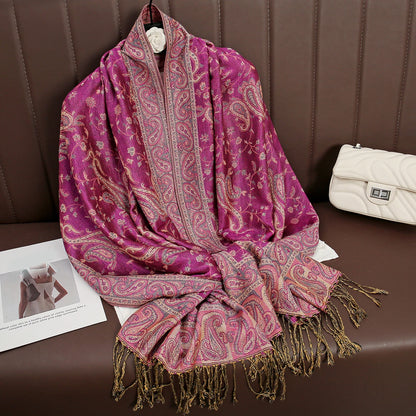 Luxury Brand Autumn Cashmere Pashmina Shawl Lady Wrap Warm Winter Scarves Design Print Female Foulard Cotton Stoles...