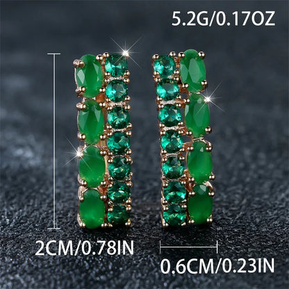 Luxury Female Green Oval Round Clip Earrings Charm Gold Color Wedding Jewelry For Women | Kimlud Luxury Jewelry