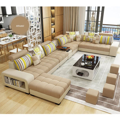 Light Luxury L-Shaped Sofa Set Living Room Furniture High Quality Big Sofa Set Modern Design Wooden Multifunctional Sofa...
