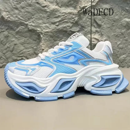 Chunky Sneaker Men Original Designer Breathable Sport Shoes Fashion Casual Leather Fabric Height Increased Platform Tennis Shoes