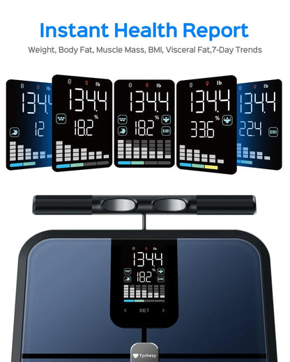 Smart Body Scale with 8 Electrodes, Measures BMI Fat Muscle Offline, No Phone Needed, FSA HSA Eligible - Kimlud