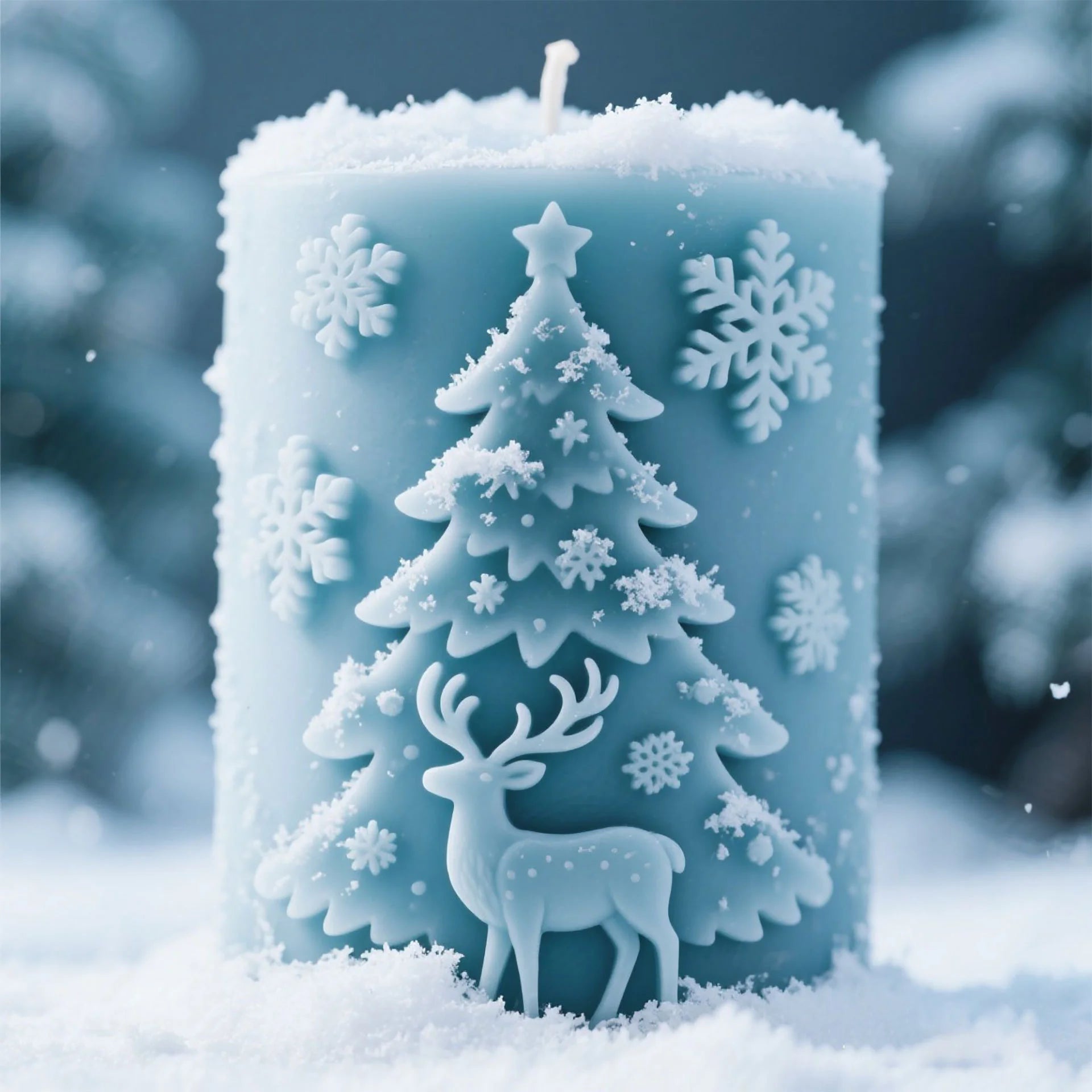 3D Relief Cylinder Christmas Snowflake Elk Silicone Candle Mold Christmas Tree Santa Aroma Plaster Mold Candle Making Supplies