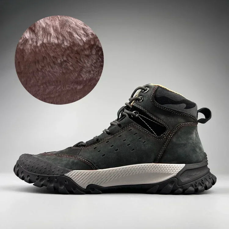 Men Shoes New Cow Leather High Tops Sport Hiking Shoes Outdoor Sneakers Skidproof Cow Leather Climbing Boots