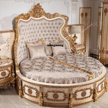 European Luxury Bed Solid Wood Princess Unique Romantic Adult Quality Designer Bed Modern Sleeping Wedding Beliche Furniture - Kimlud