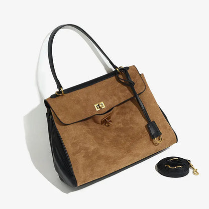 Brand Frosted Leather Tote Rodeo Bag Large Capacity Handbag For Women With Lock Handheld Shoulder Crossbody Briefcase Work Bags