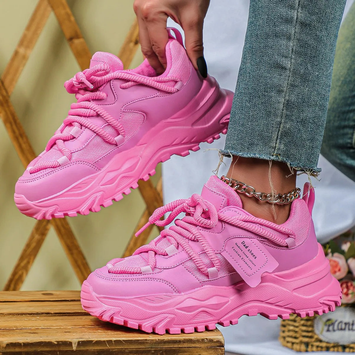 Women's Platform Yellow Sneakers Women Thick Sole Sports Shoes Woman Spring Breathable Mesh Casual Tennis Shoes Ladies Sneakers - Kimlud