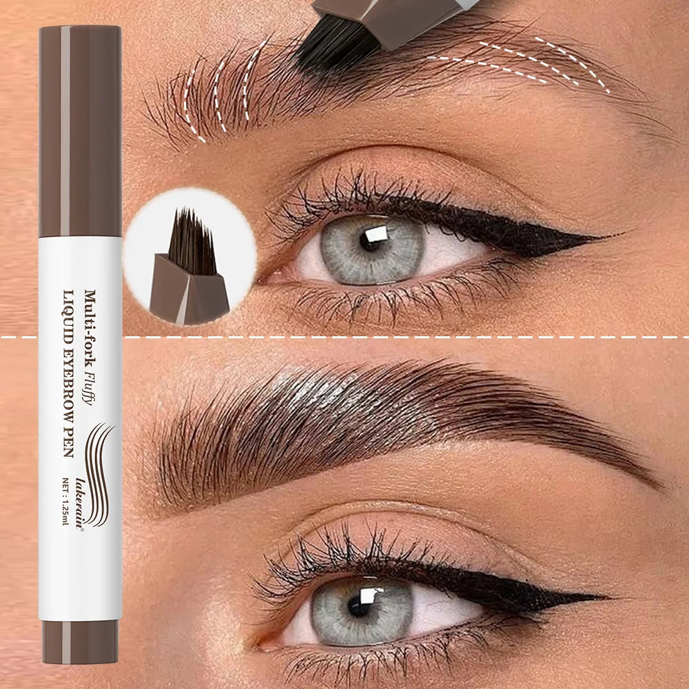 Long Lasting 4D Eyebrow Pen Multi Forks Liquid Pen Tip Fine Sketch Liquid Tattoo Brow Waterproof Precise Makeup