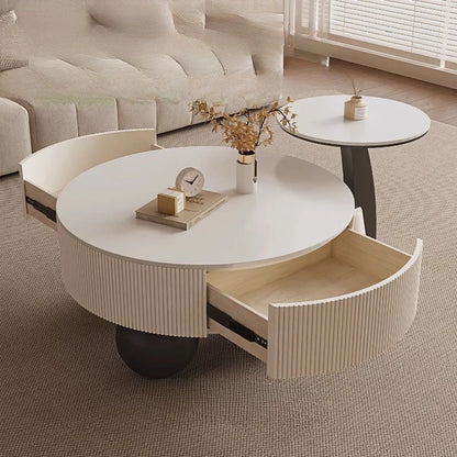 Round Designer Coffee Table Storage Nordic Aesthetic Minimalist Coffee Table Drawers Italian Simple Mesa Auxiliar Home Furniture - Kimlud