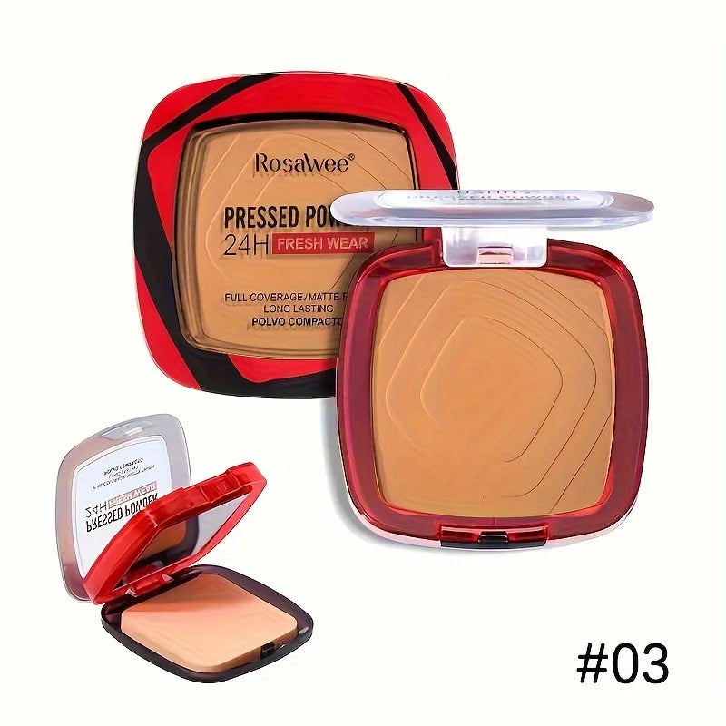 Matte Full Coverage Pressed Powder Foundation With Puff Applicator, 24H Fresh Wear Matte Weightless Finishing Powder...