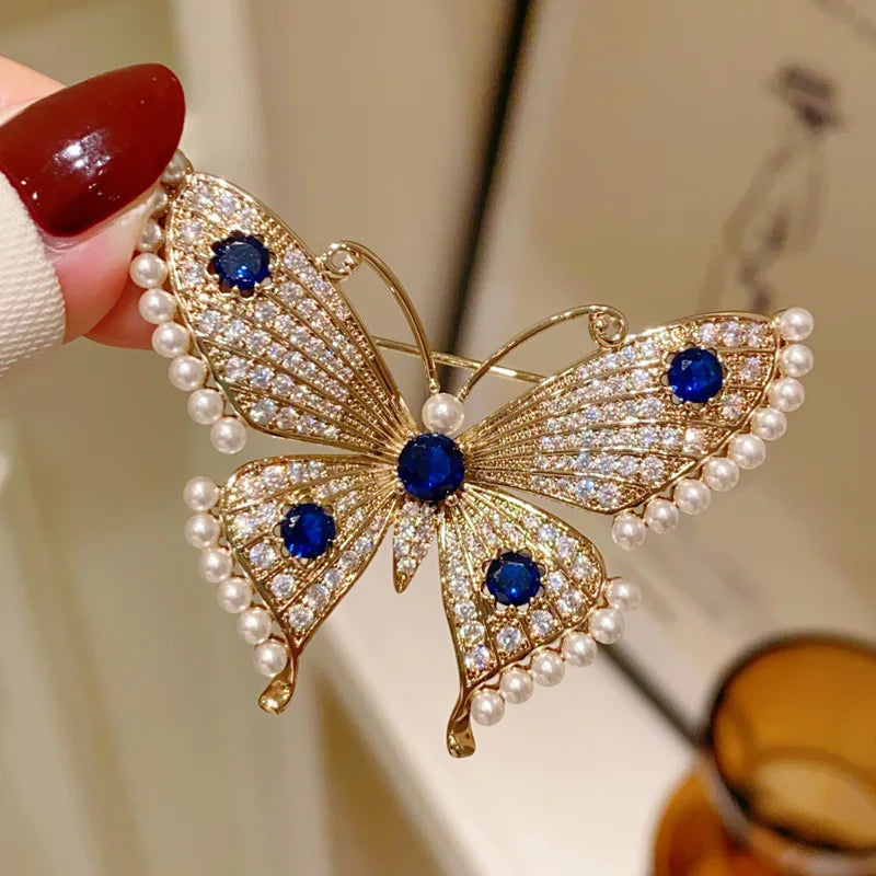 Light Luxury Elegant Zircon Pearl Flower Phalaenopsis Brooch For Women Fashion Sweet Crystal Jewelry Geometry Jewelry...
