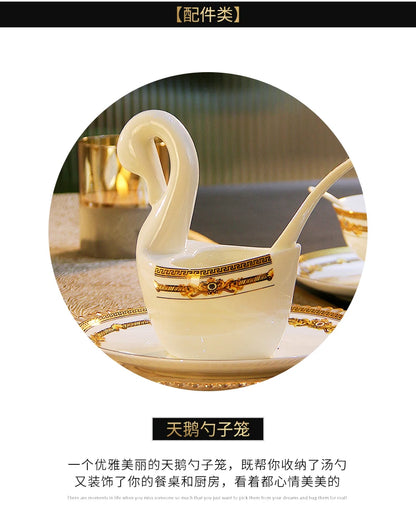 European Gold Luxury Tableware Designer Wedding Party Fine Bone China Dinnerware Sets Christmas Restaurant Vaisselle Dishes