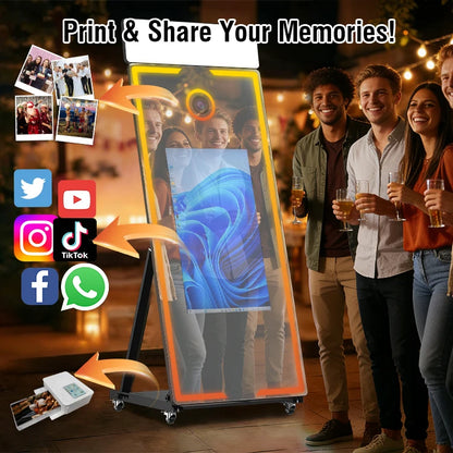 with RGB Touch Screen DSLR Photobooth Portable 32 inch 65 inch Mirror magic Selfie Photo Booth Machine For Wedding Party...