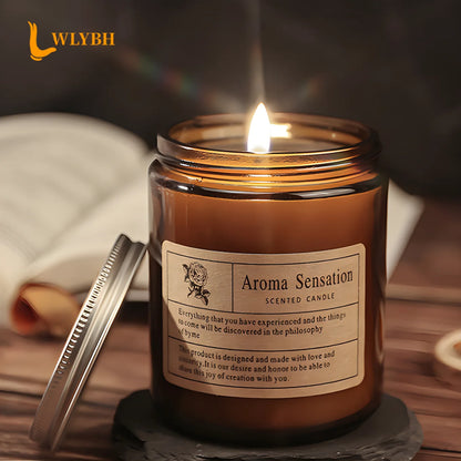 Smokeless Aromatic Scented Candle Handmade Soybean Wax Candles Festival Wedding Birthday Party Gift Glass Cup Home Decoration